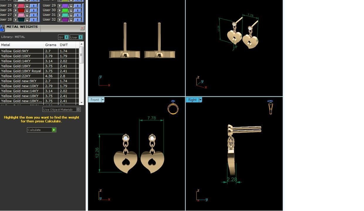 Earrings-776 heart shaped earrings gold with diamonds 3D print model_1