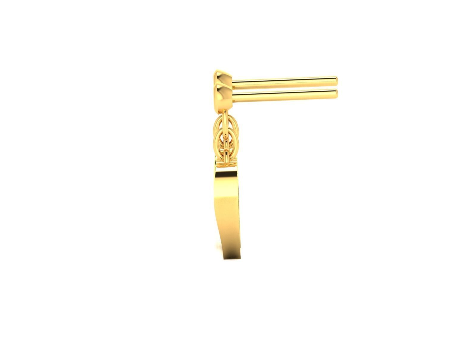 Earrings-776 heart shaped earrings gold with diamonds 3D print model_4