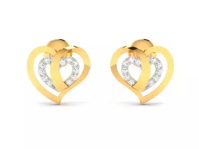 Earrings-907 diamond stud earring gold