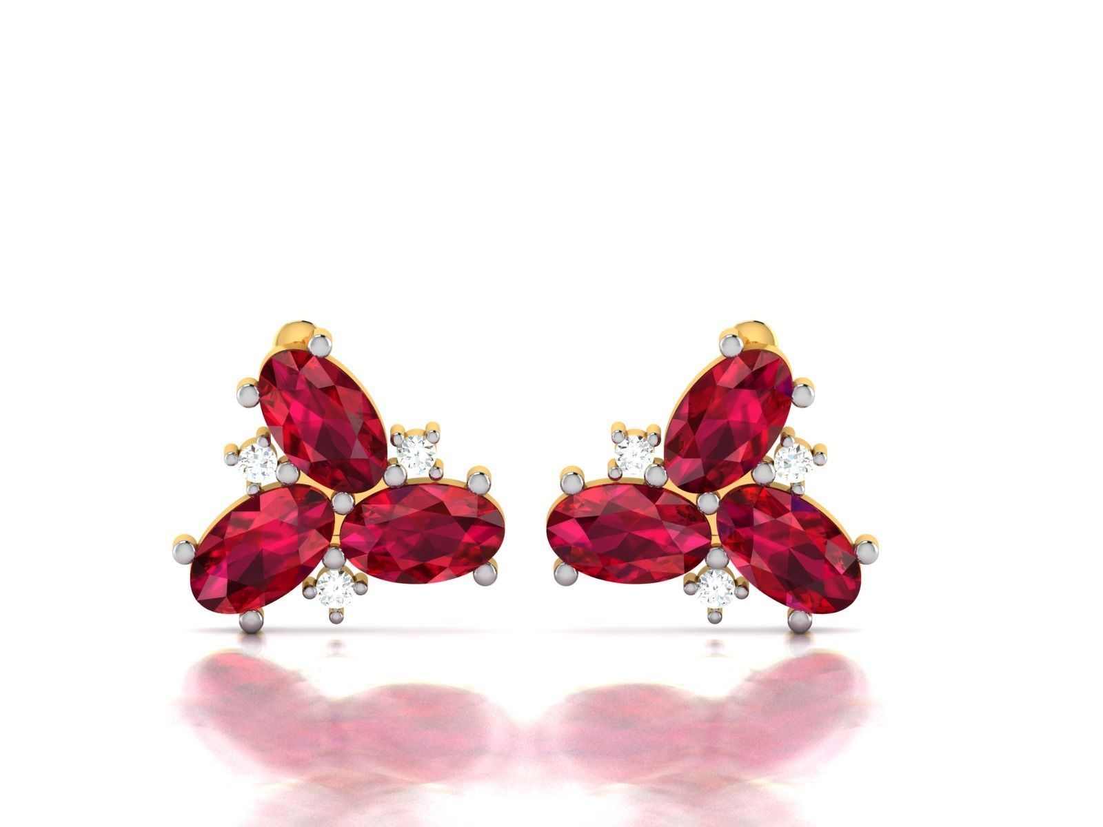 Earrings-1660 ruby and diamond stud earrings 3D print model_4