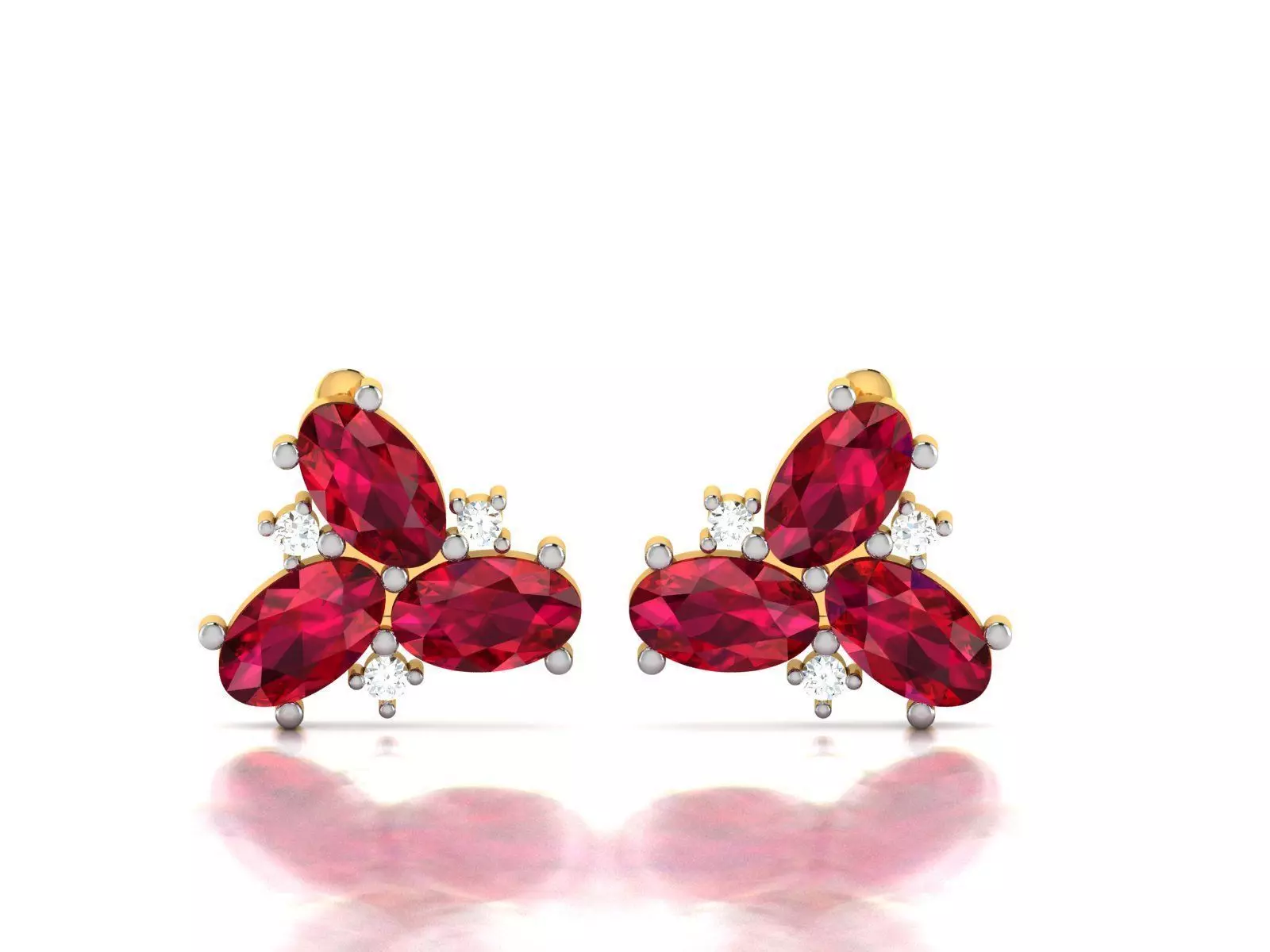Earrings-1660 ruby and diamond stud earrings 3D print model_0