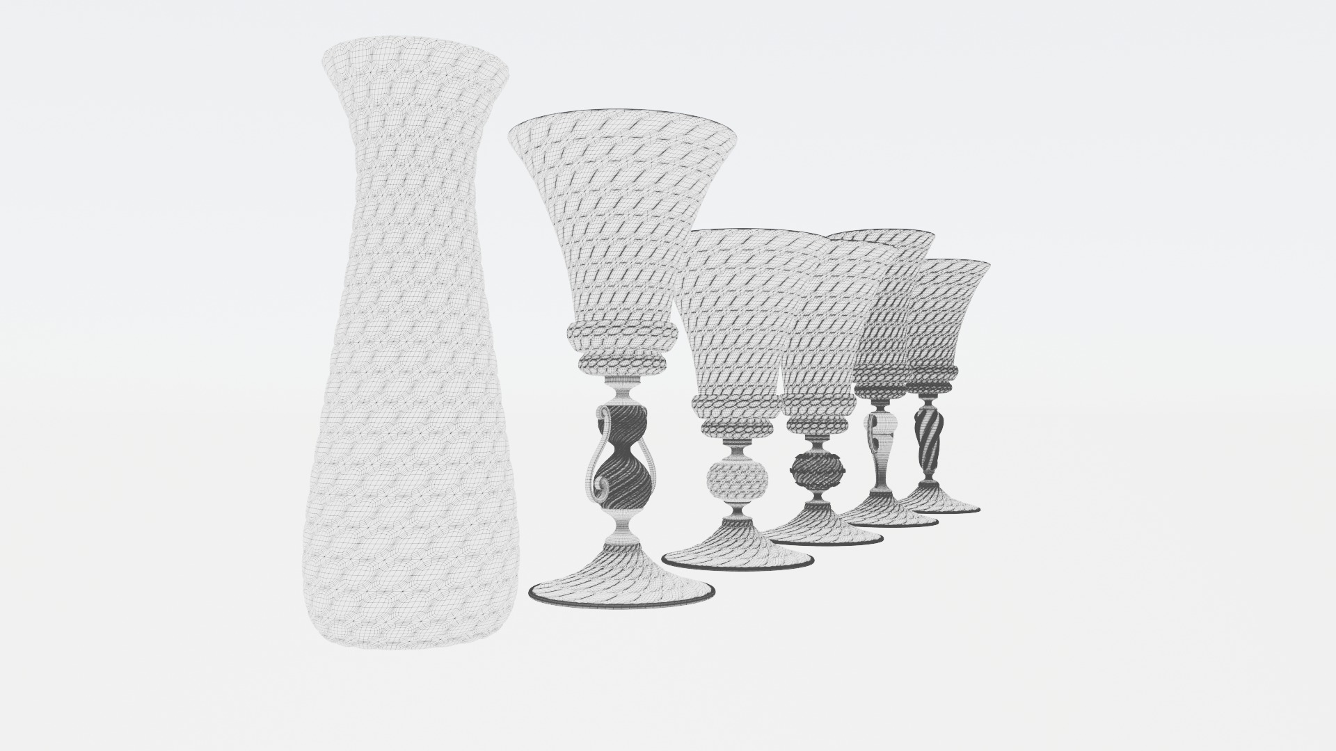 5 Artistic Murano Glass Goblets 3D model_15