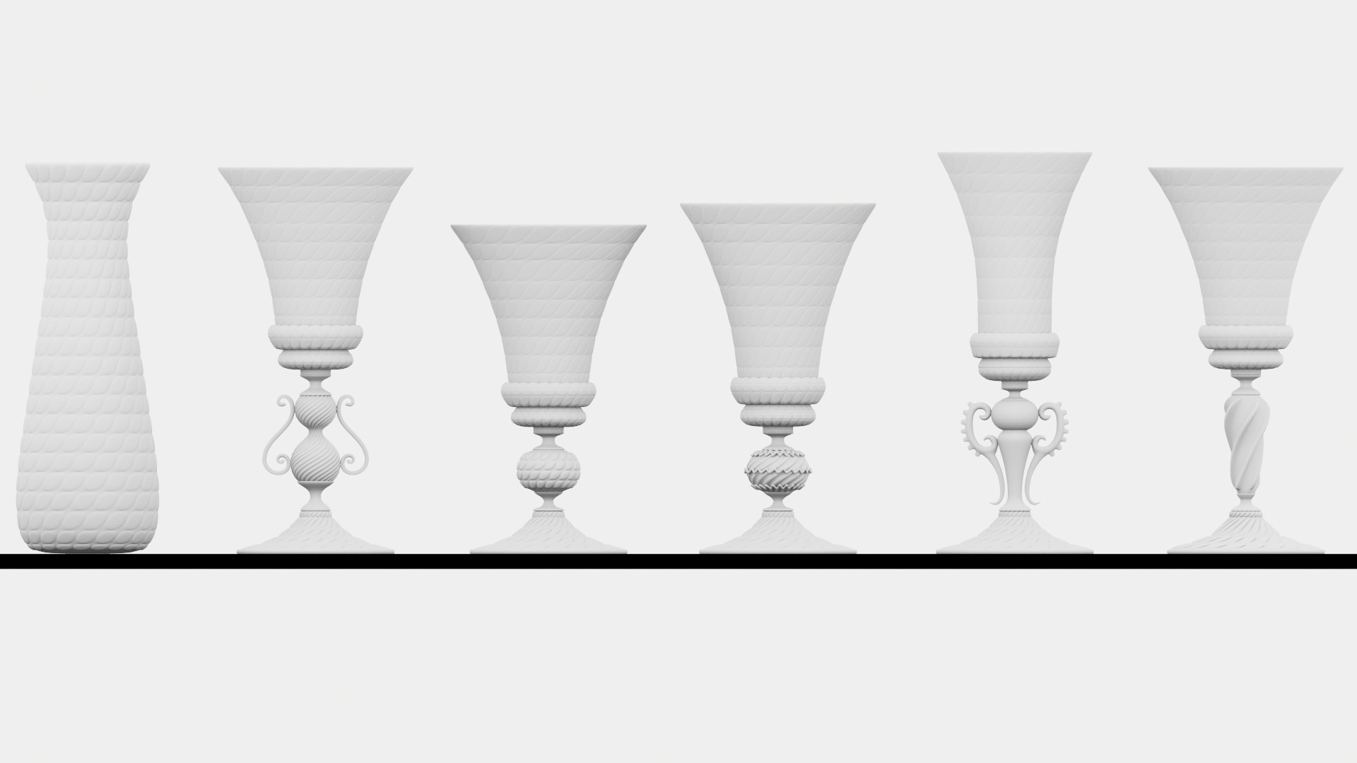5 Artistic Murano Glass Goblets 3D model_20
