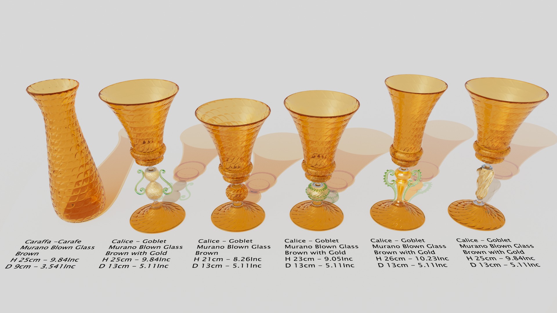 5 Artistic Murano Glass Goblets 3D model_9