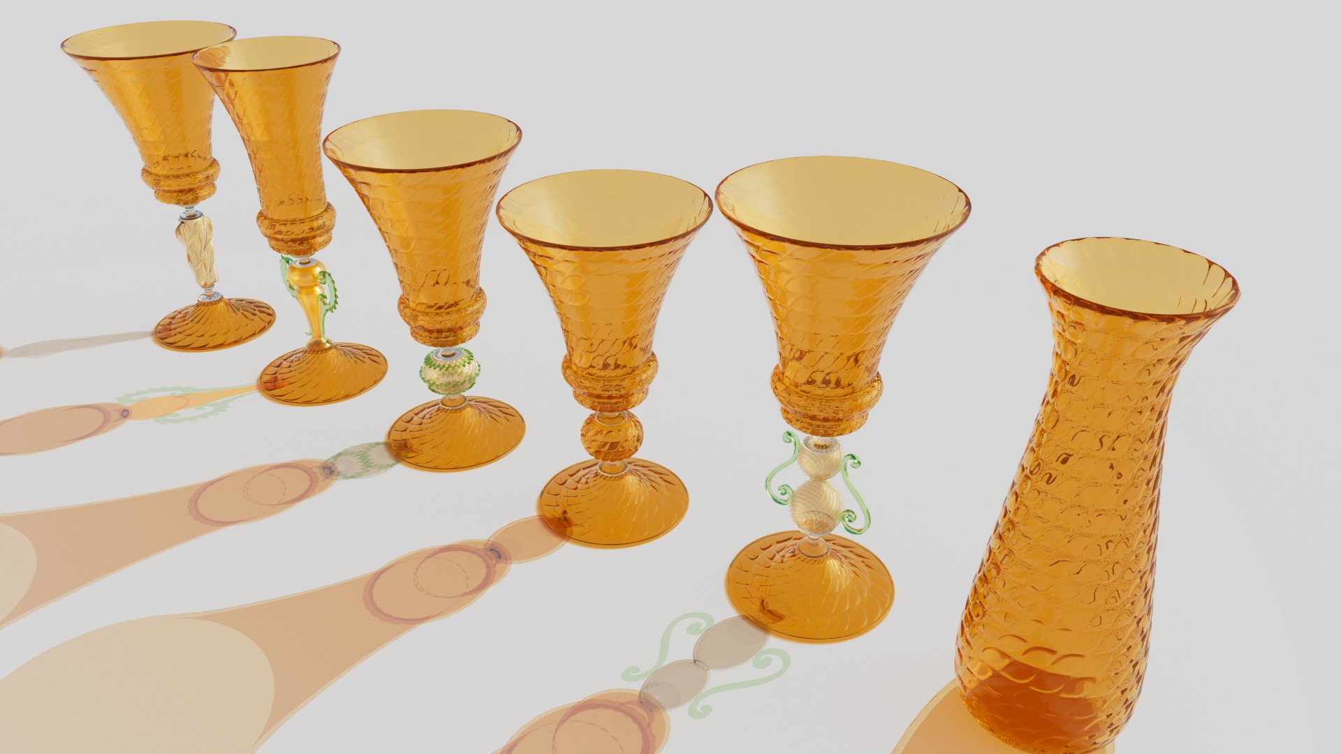5 Artistic Murano Glass Goblets 3D model_17