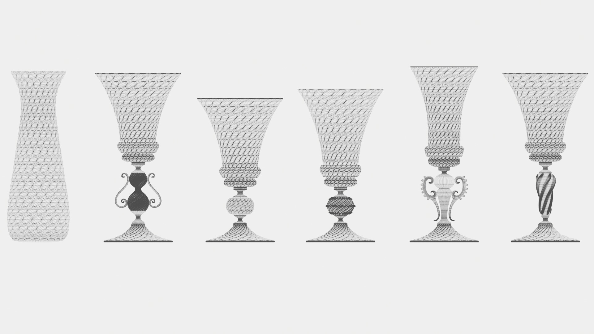5 Artistic Murano Glass Goblets 3D model_21