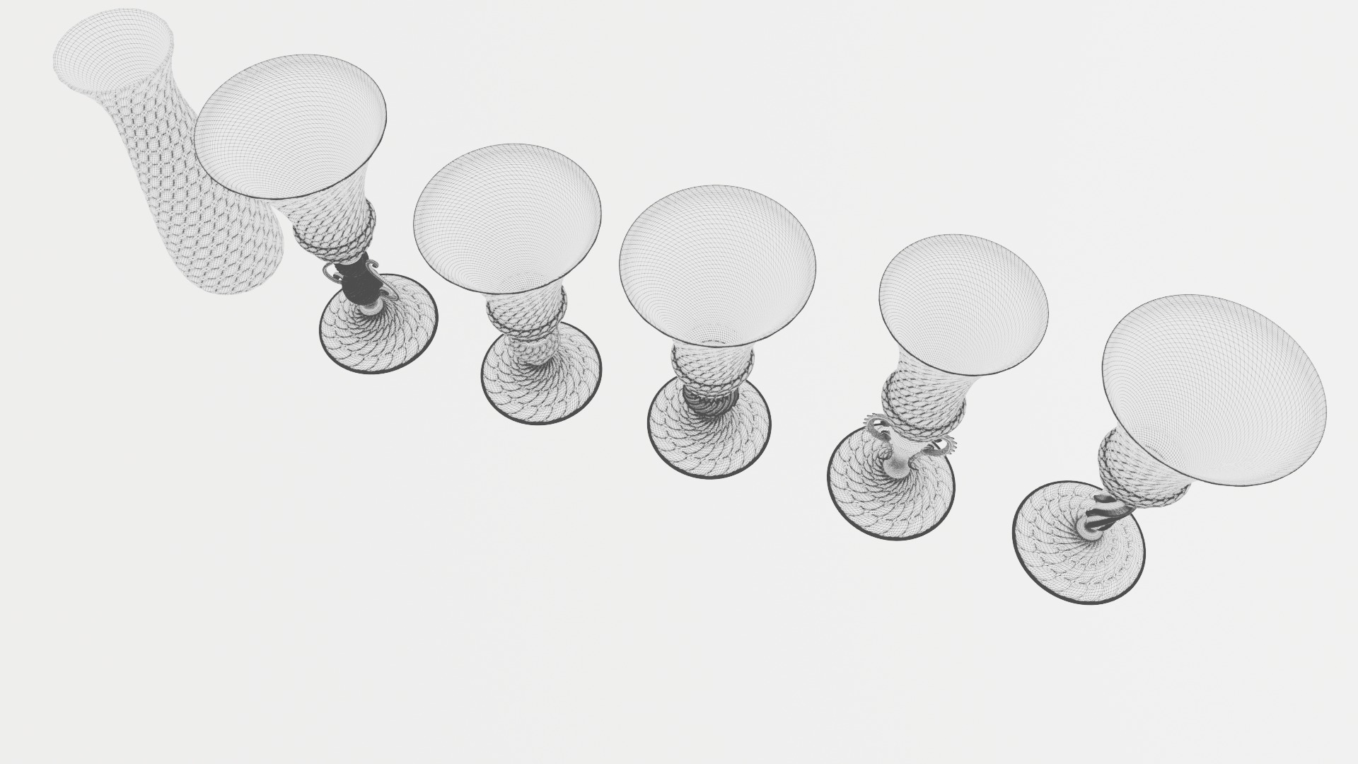 5 Artistic Murano Glass Goblets 3D model_13