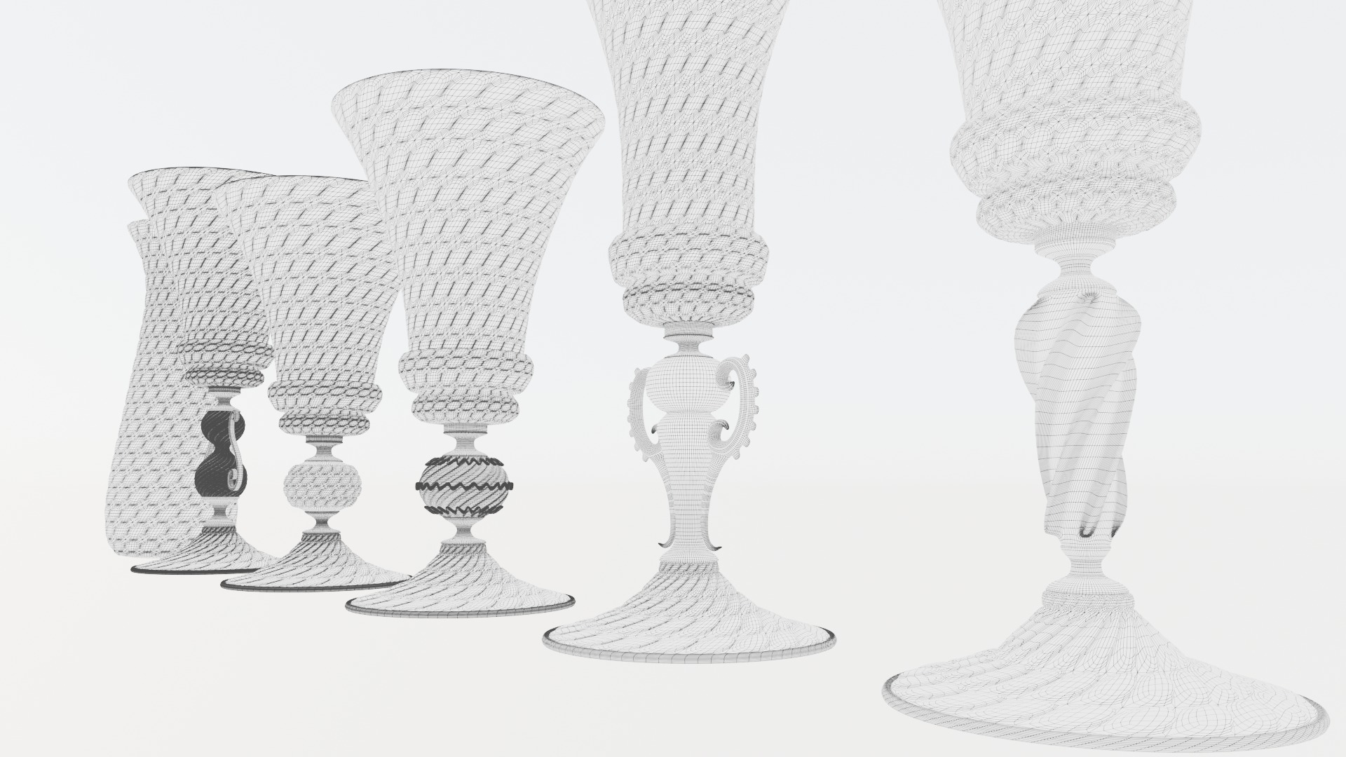 5 Artistic Murano Glass Goblets 3D model_22