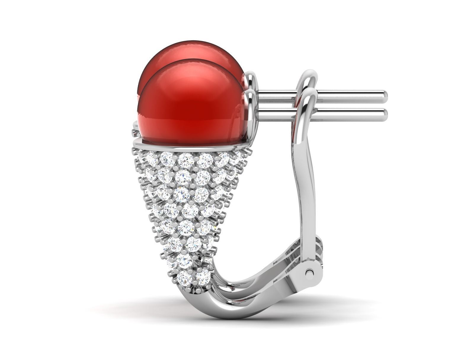 Earrings-1953 pair of earrings with coral and diamonds 3D print model_6