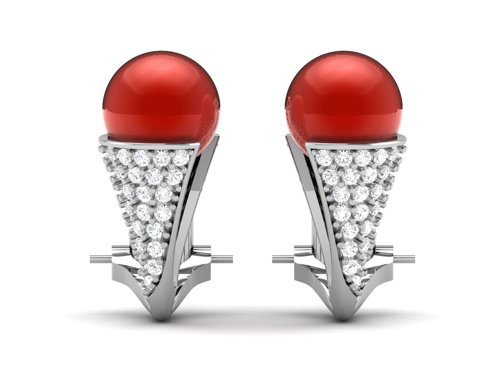 Earrings-1953 pair of earrings with coral and diamonds 3D print model_4