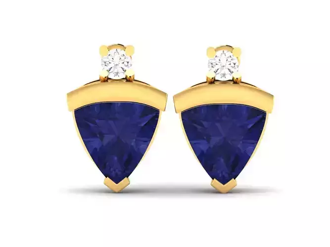 Earrings-2265 two sapphire and diamond earrings gold 3D print model