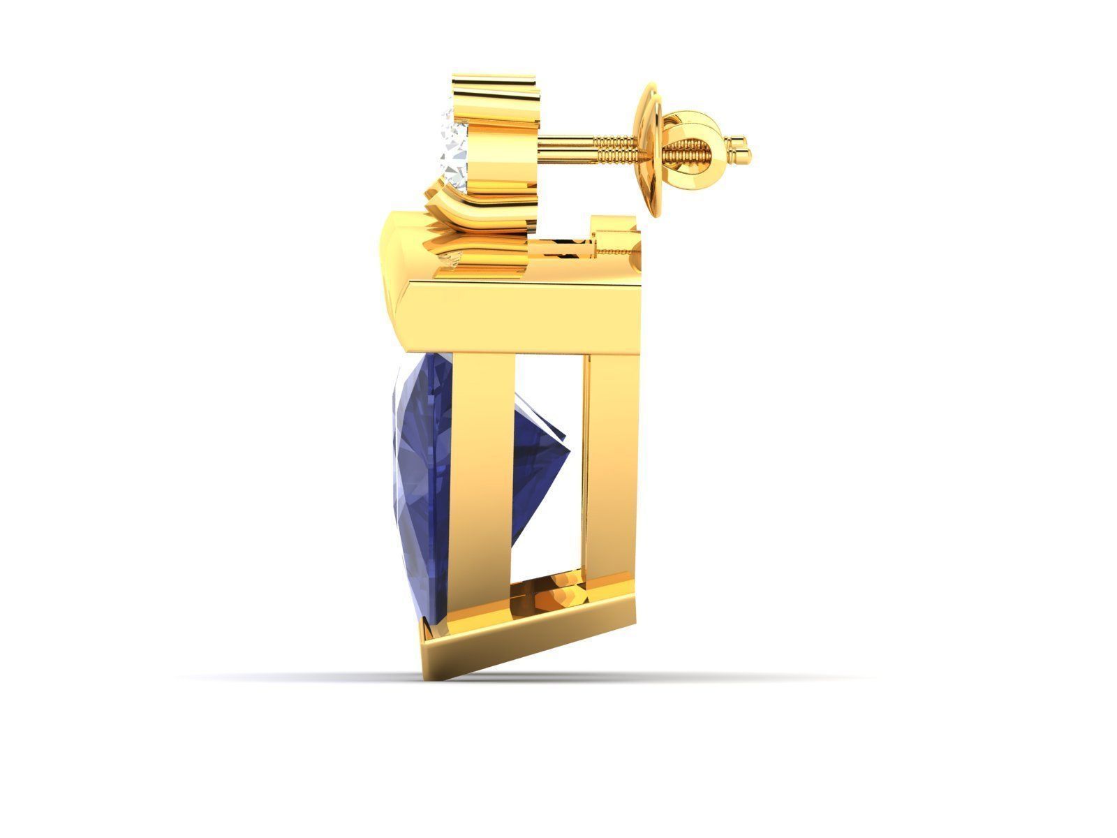 Earrings-2265 two sapphire and diamond earrings gold 3D print model_5