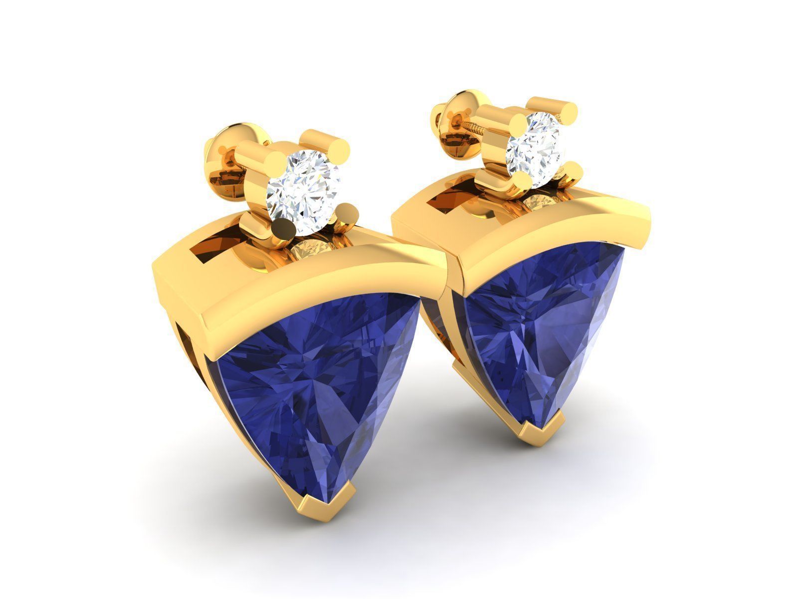 Earrings-2265 two sapphire and diamond earrings gold 3D print model_2