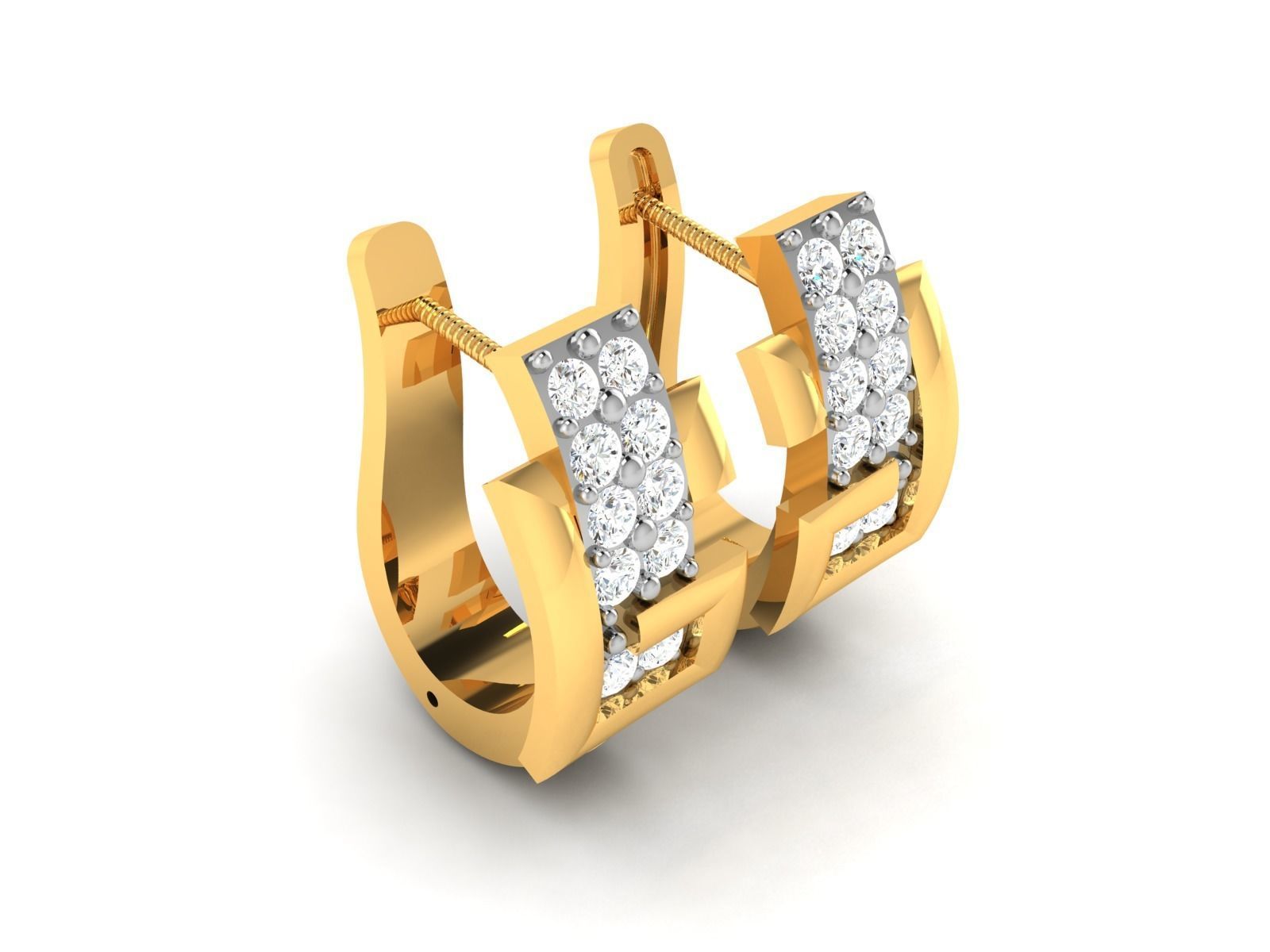 Earrings-2372 diamond hoop earring gold 3D print model_1