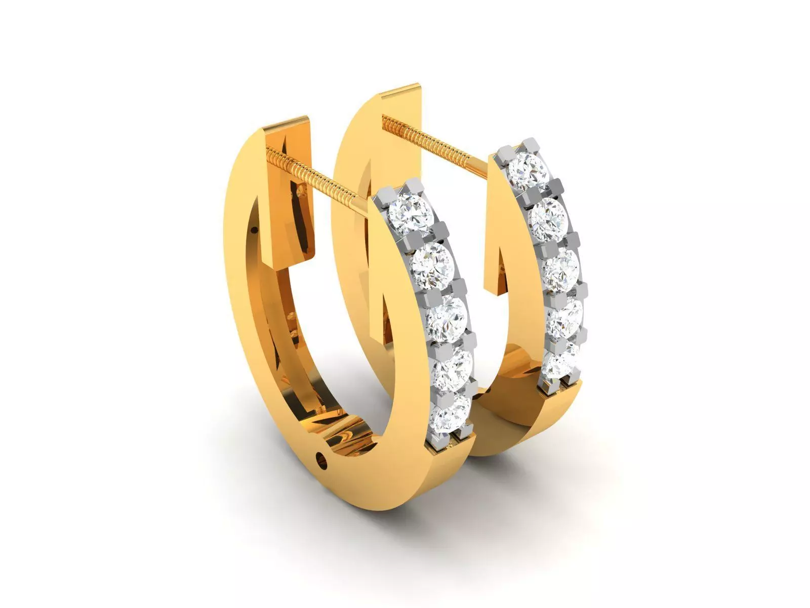 Earrings-2386 diamond hoop earrings gold 3D print model_0