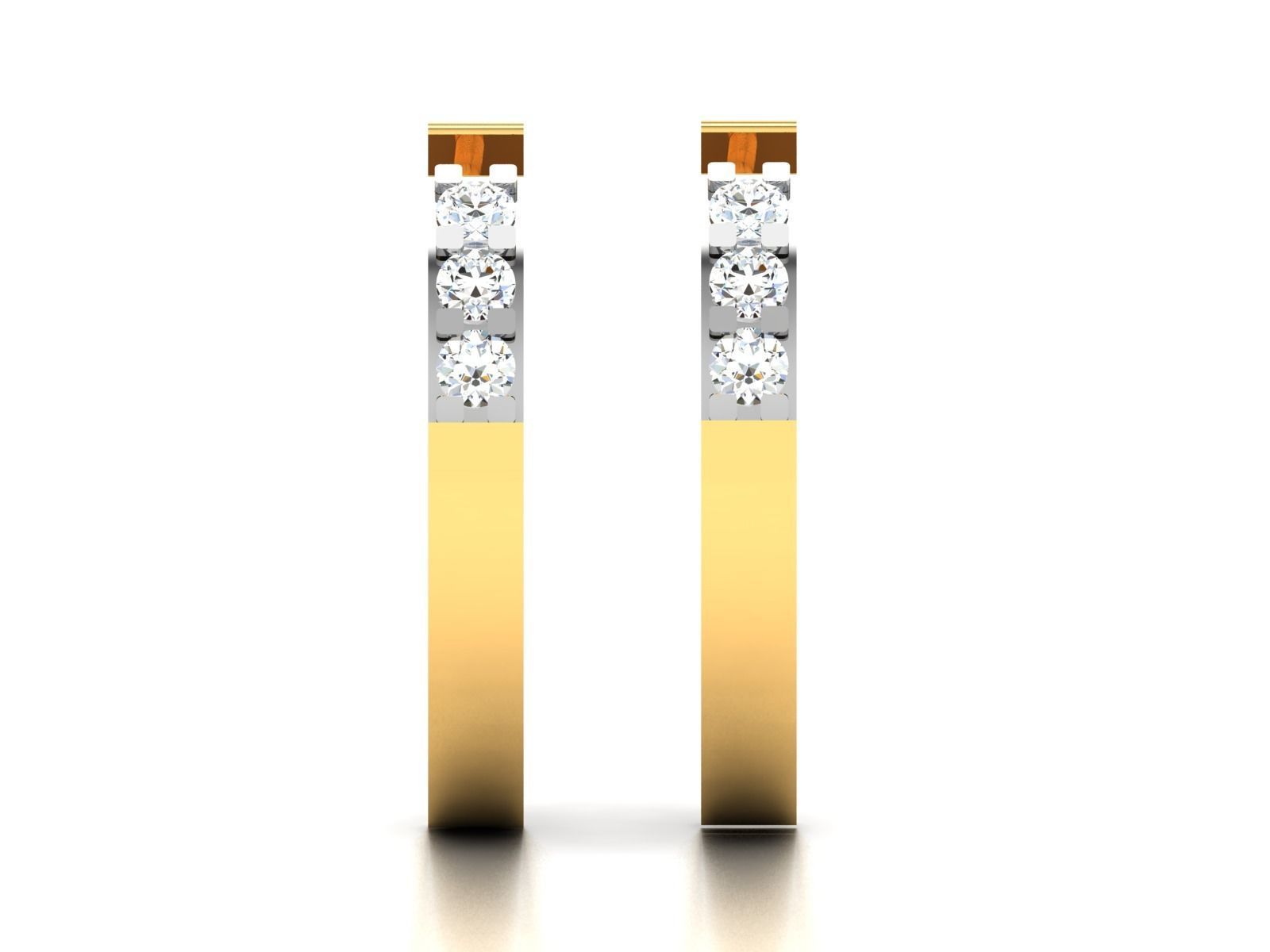 Earrings-2386 diamond hoop earring gold 3D print model_3