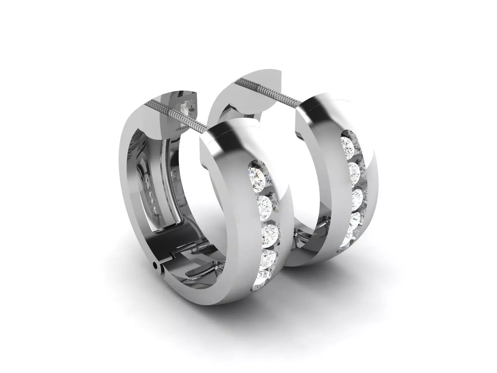 Earrings-2395 two diamond hoop earrings gold 3D print model_0