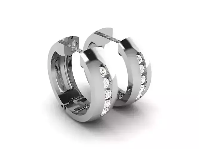 Earrings-2395 two diamond hoop earrings gold 3D print model