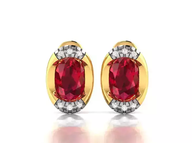 Earrings-2399 ruby and diamond stud earrings