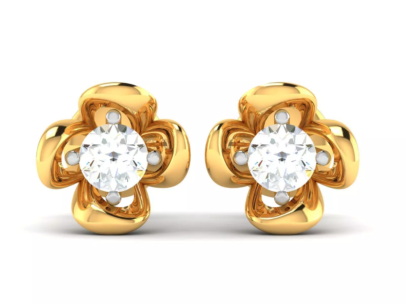 Earrings-2472 diamond stud earring gold 3D print model_0