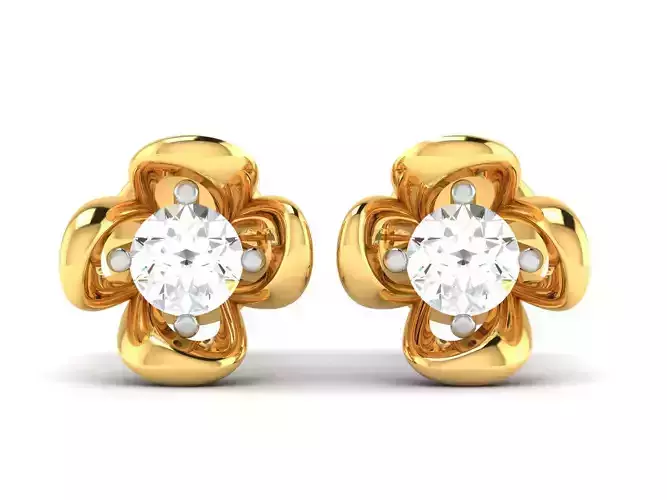 Earrings-2472 diamond stud earring gold 3D print model