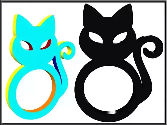 Cat Halloween Ornament - Round Hole