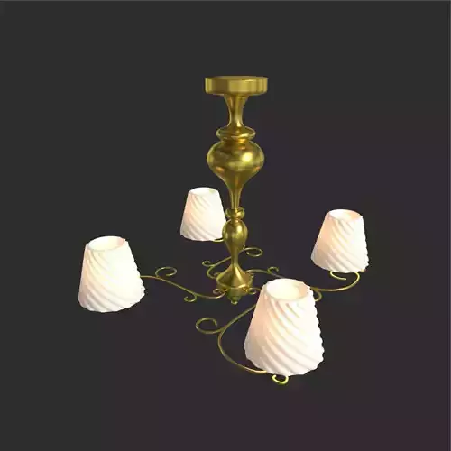 Chandelier gold with four lamps 3D model