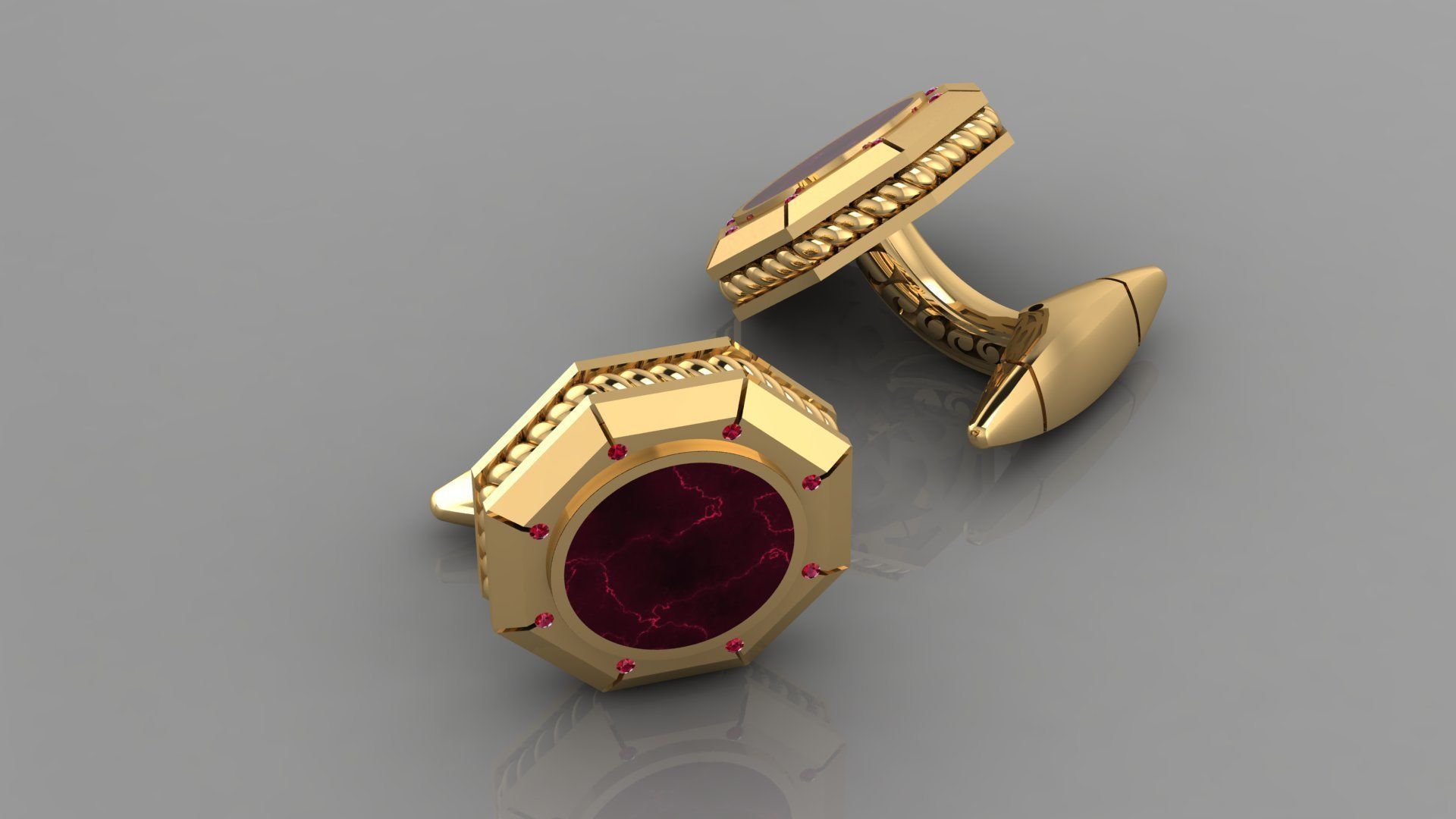 Creative Cufflinks with diamonds 3D print model_2