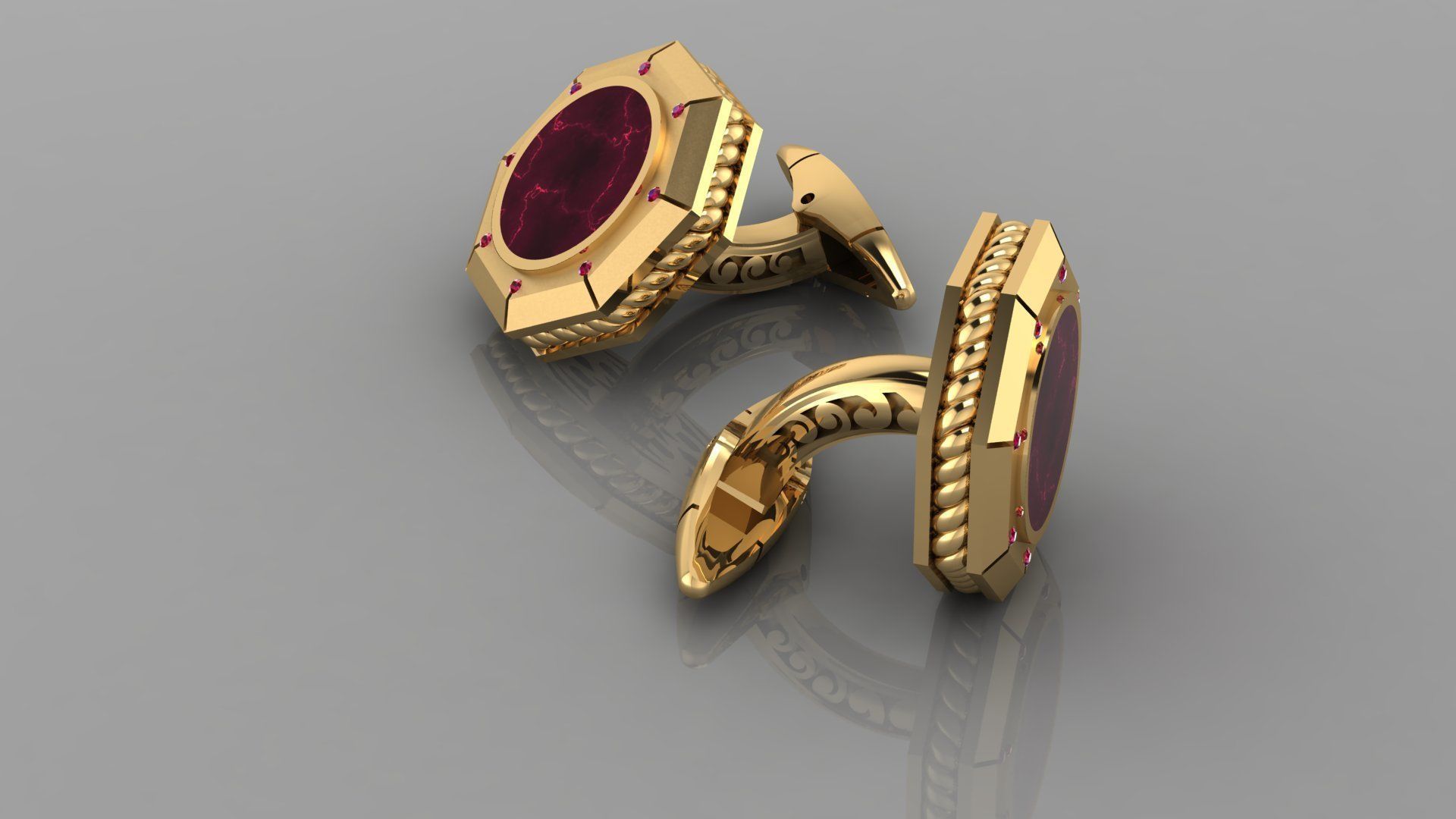 Creative Cufflinks with diamonds 3D print model_1