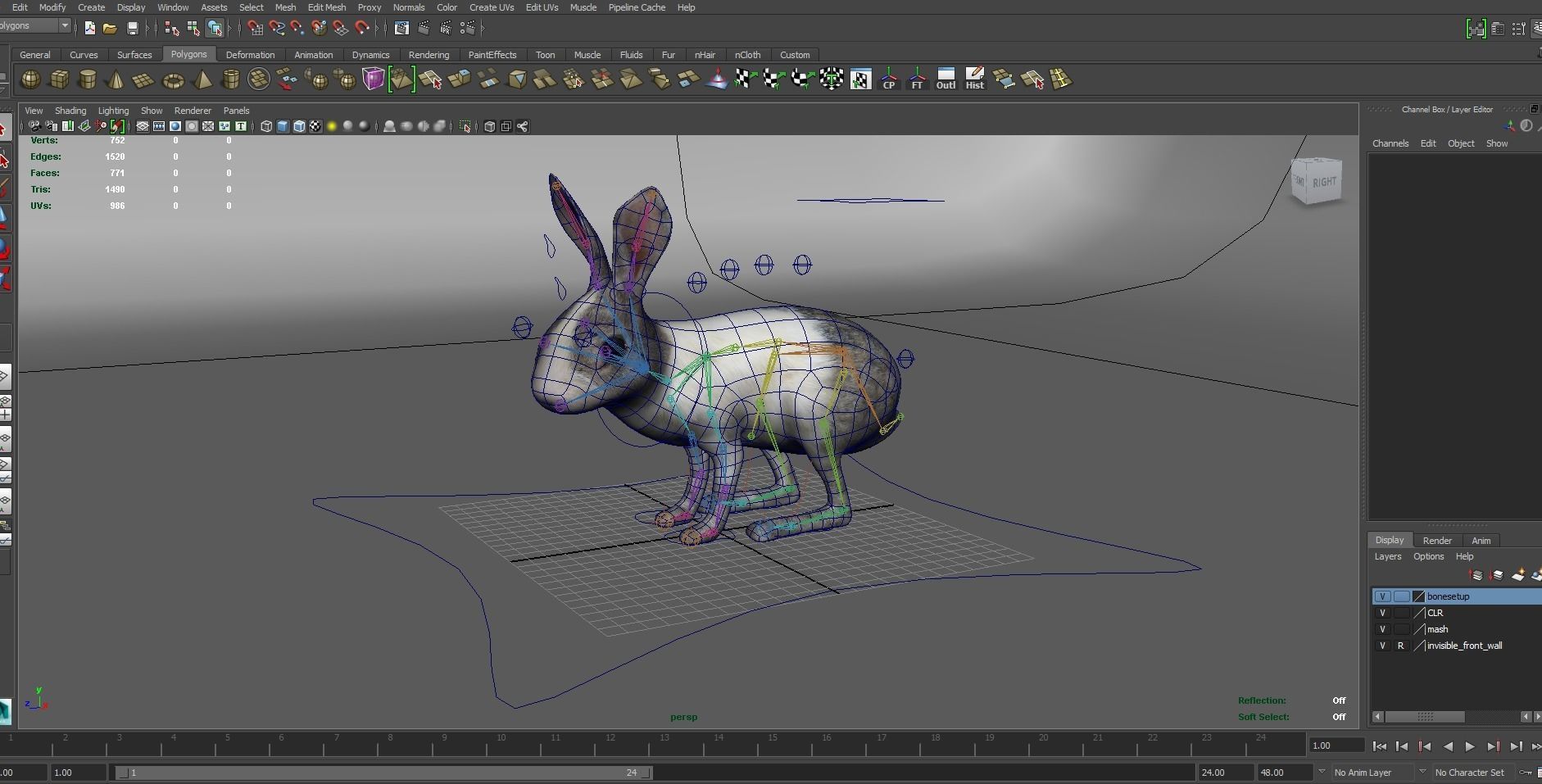 White Cute Rabbit Rigged Low poly model Low-poly 3D model_15