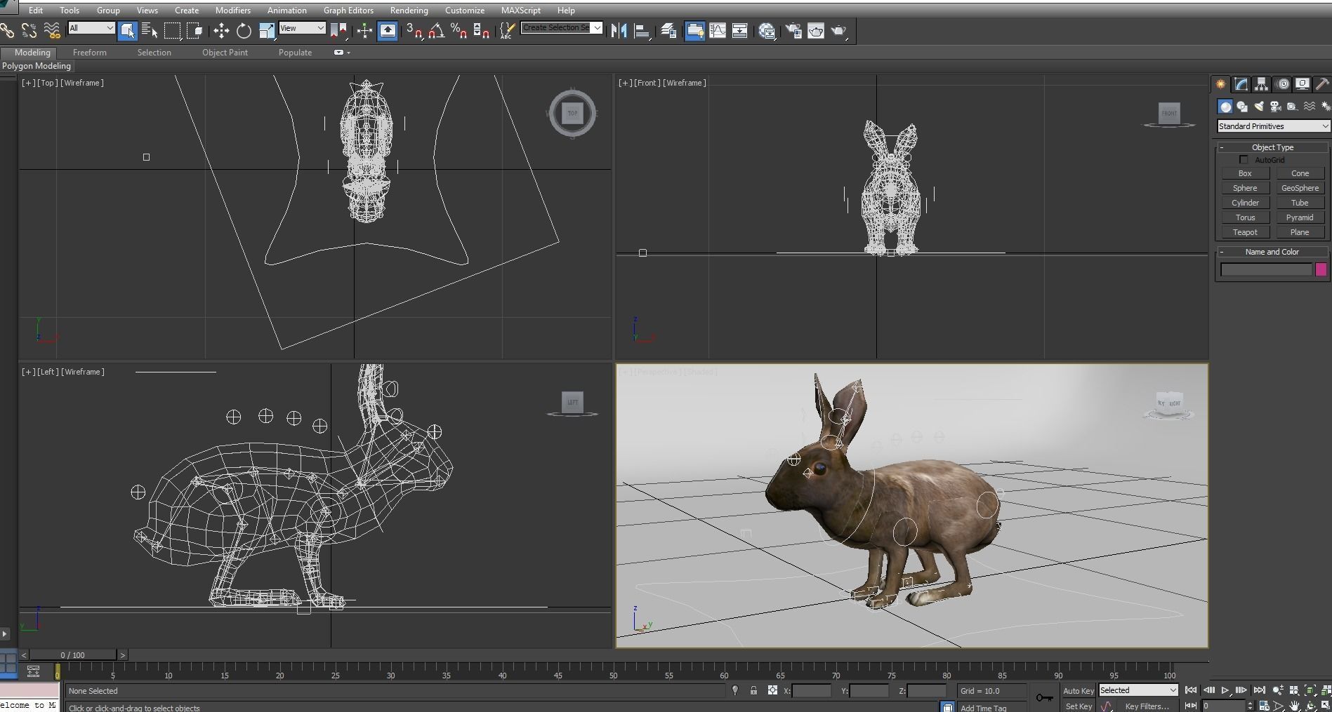 Red rabbit Rigged Low poly model Low-poly 3D model_15
