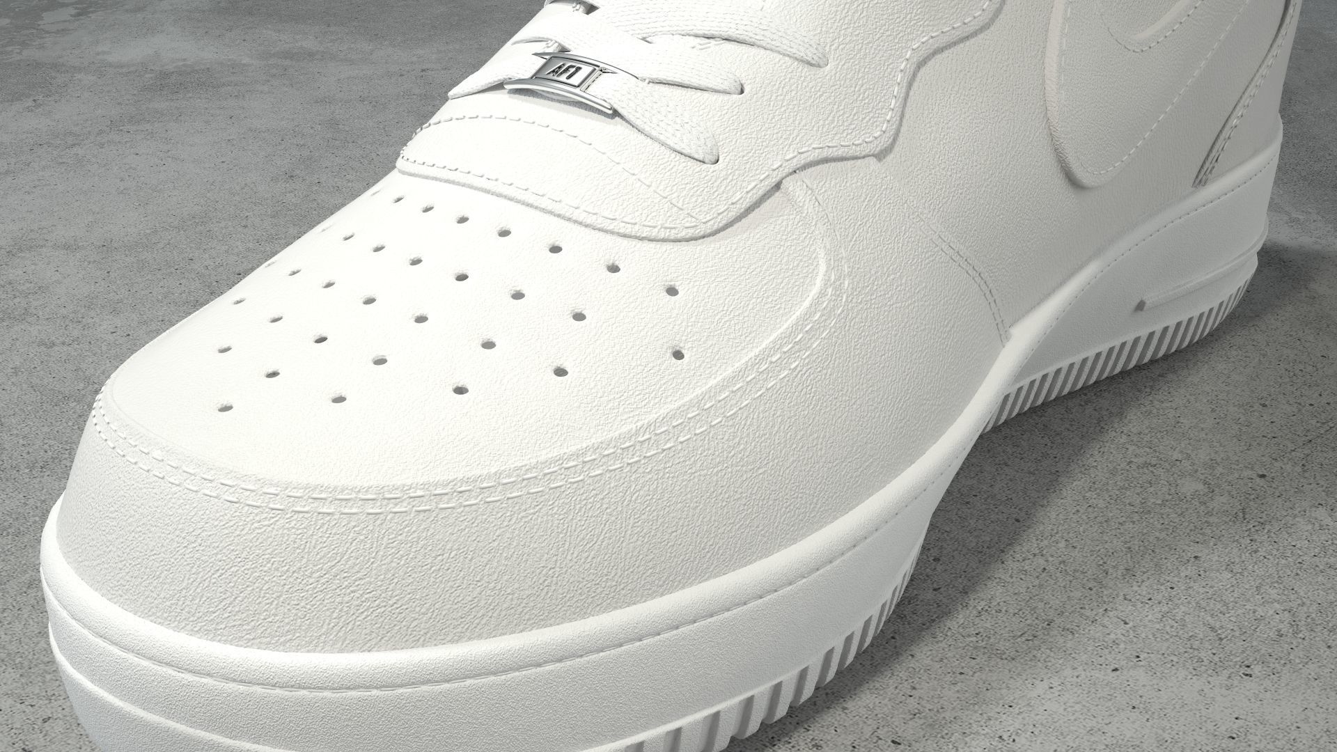 Nike Air Force 1 Mid white Low-poly 3D model_5