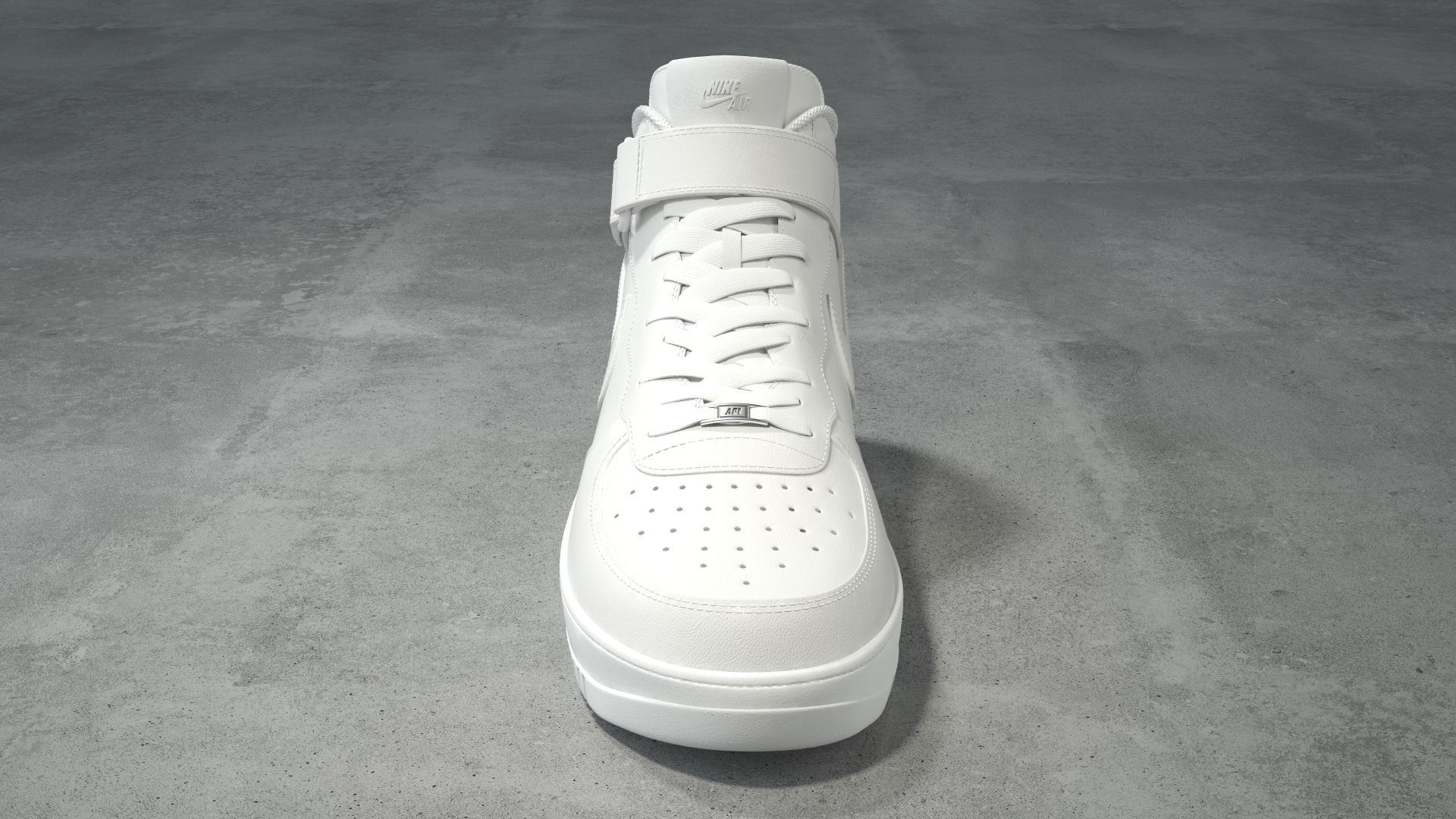Nike Air Force 1 Mid white Low-poly 3D model_3