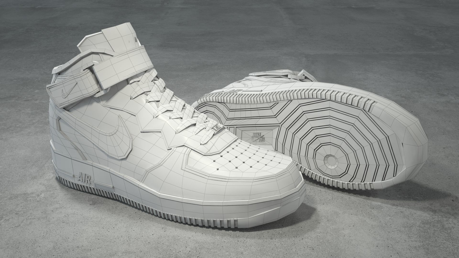 Nike Air Force 1 Mid white Low-poly 3D model_11