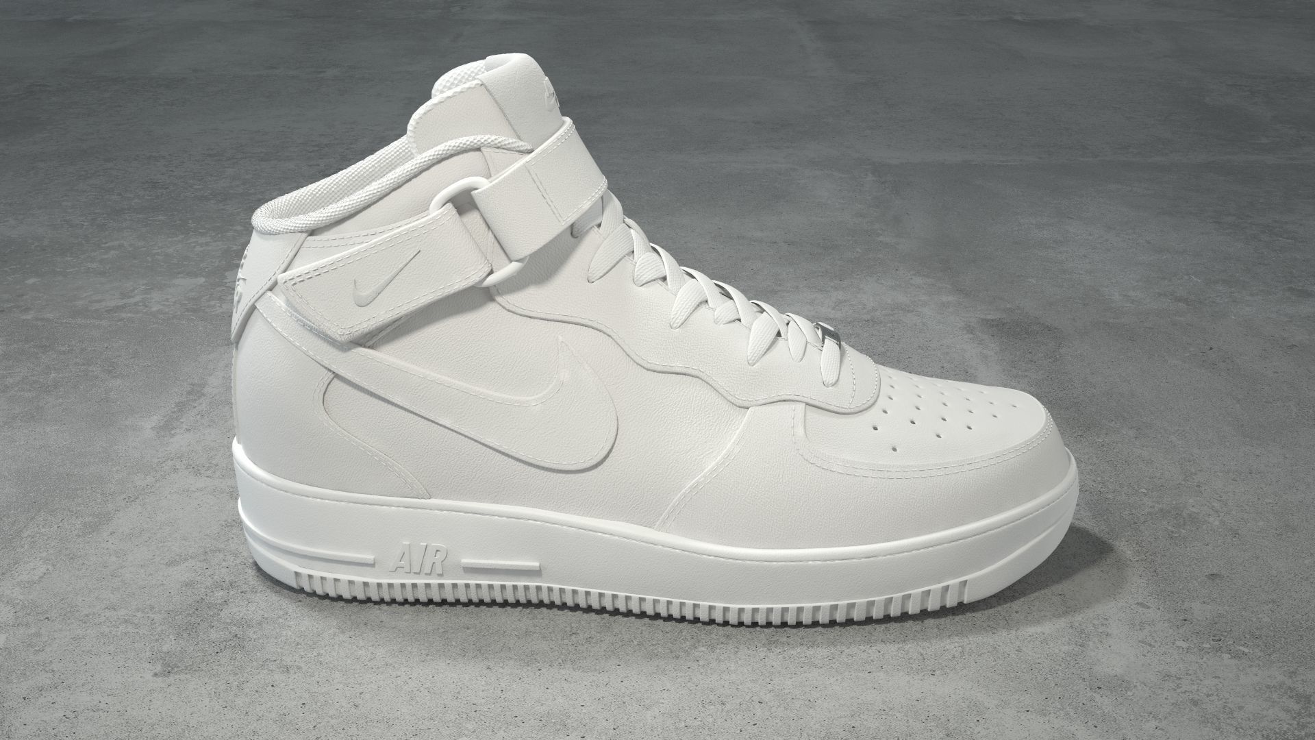 Nike Air Force 1 Mid white Low-poly 3D model_1