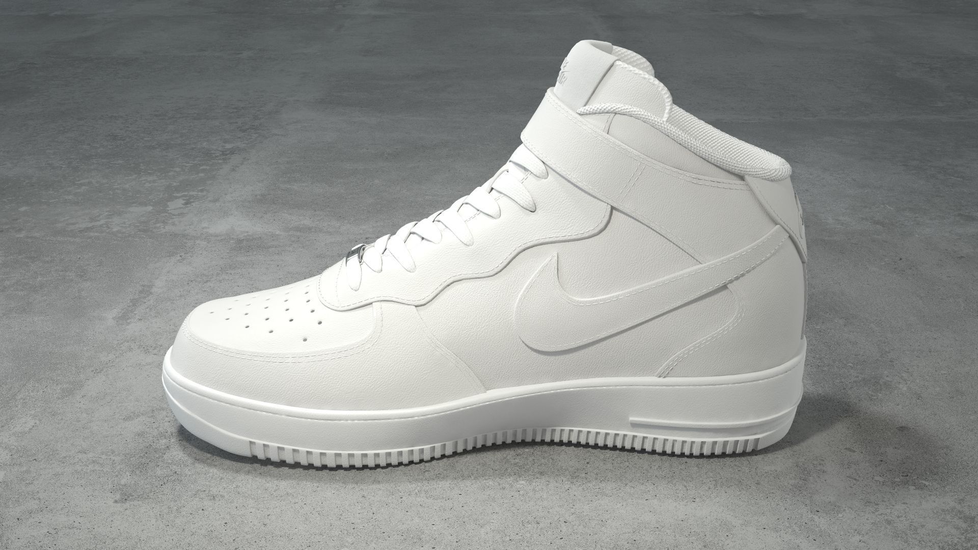 Nike Air Force 1 Mid white Low-poly 3D model_2