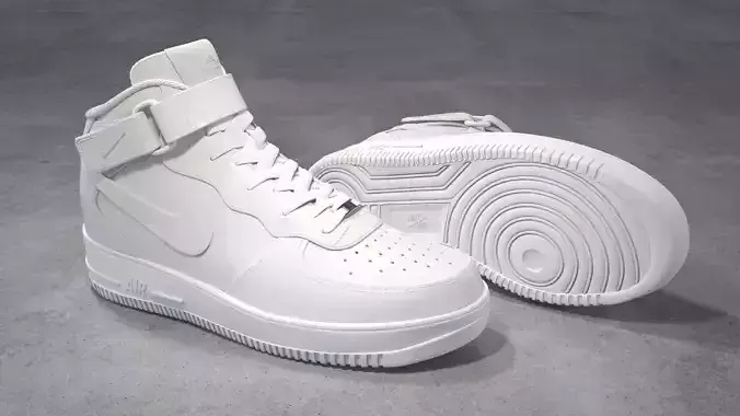 Nike Air Force 1 Mid white Low-poly 3D model