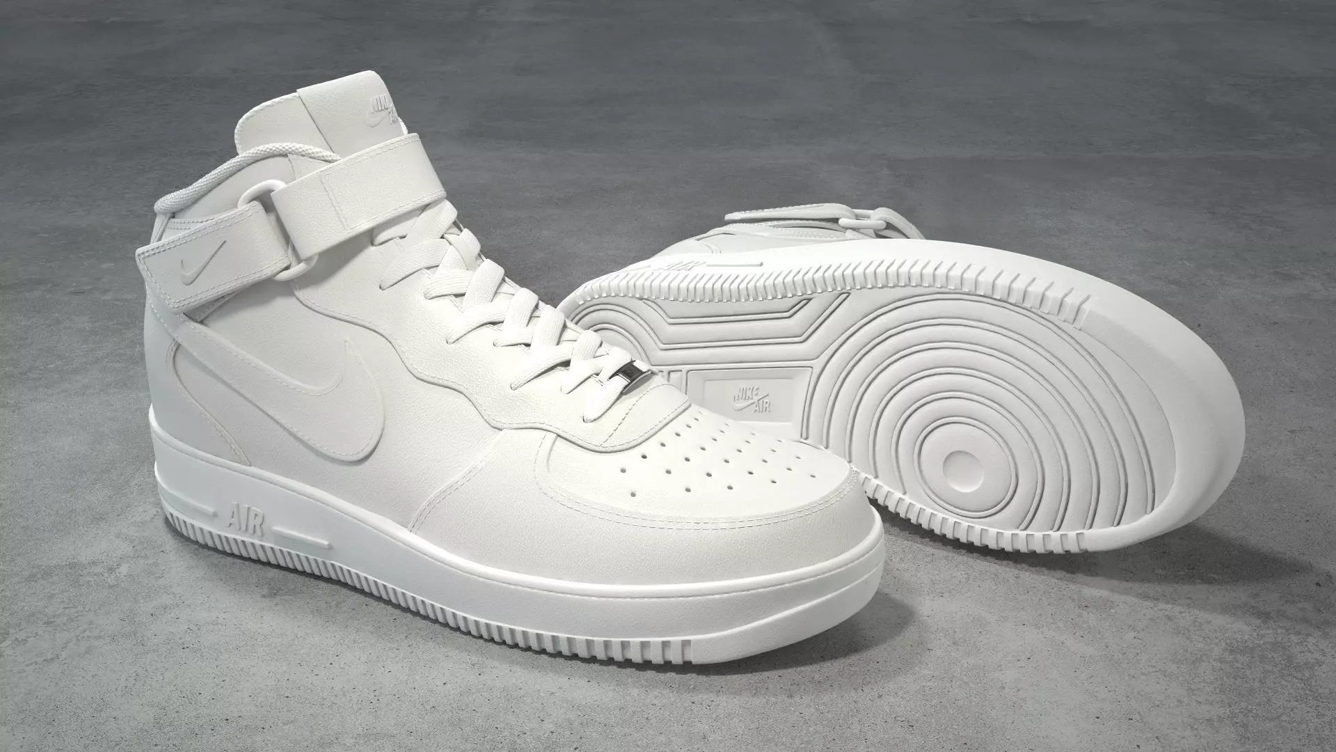 Nike Air Force 1 Mid white Low-poly 3D model_0