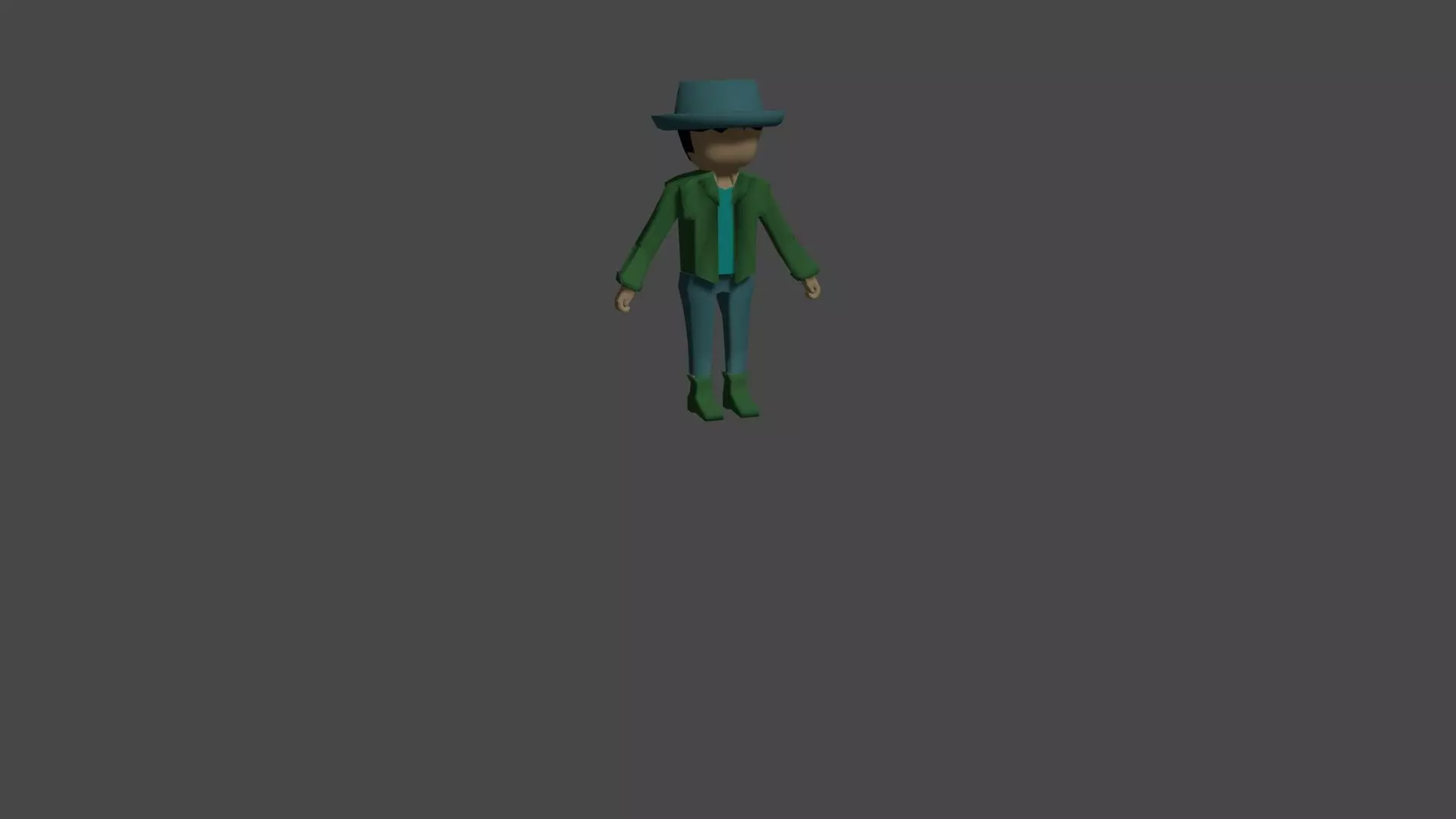 karekter man in suit and hat Low-poly 3D model_0