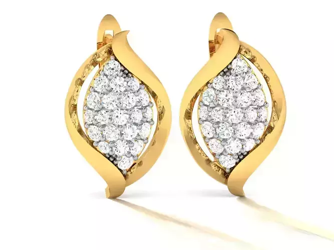 Earrings-8499 pair of gold earrings with diamonds