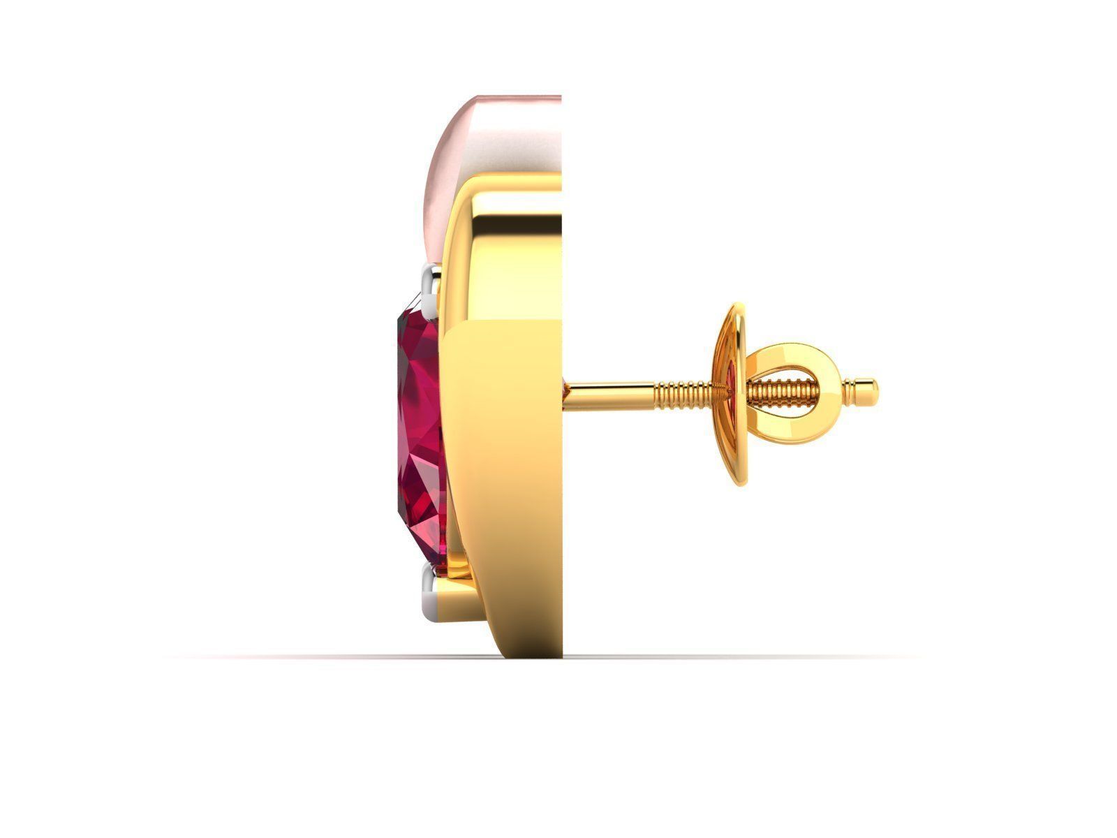 Earrings-7843 pair of heart shaped earrings with ruby stones 3D print model_5