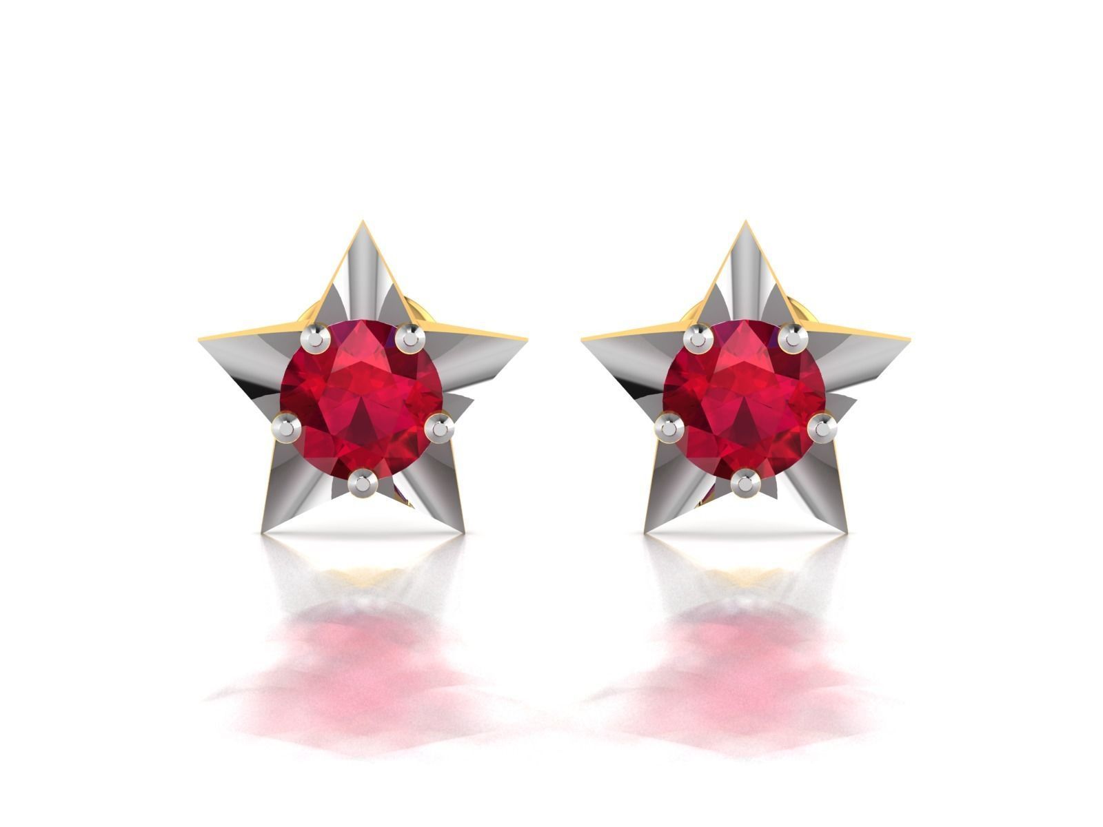 Earrings-7719 ruby stone stud earring gold 3D print model_5