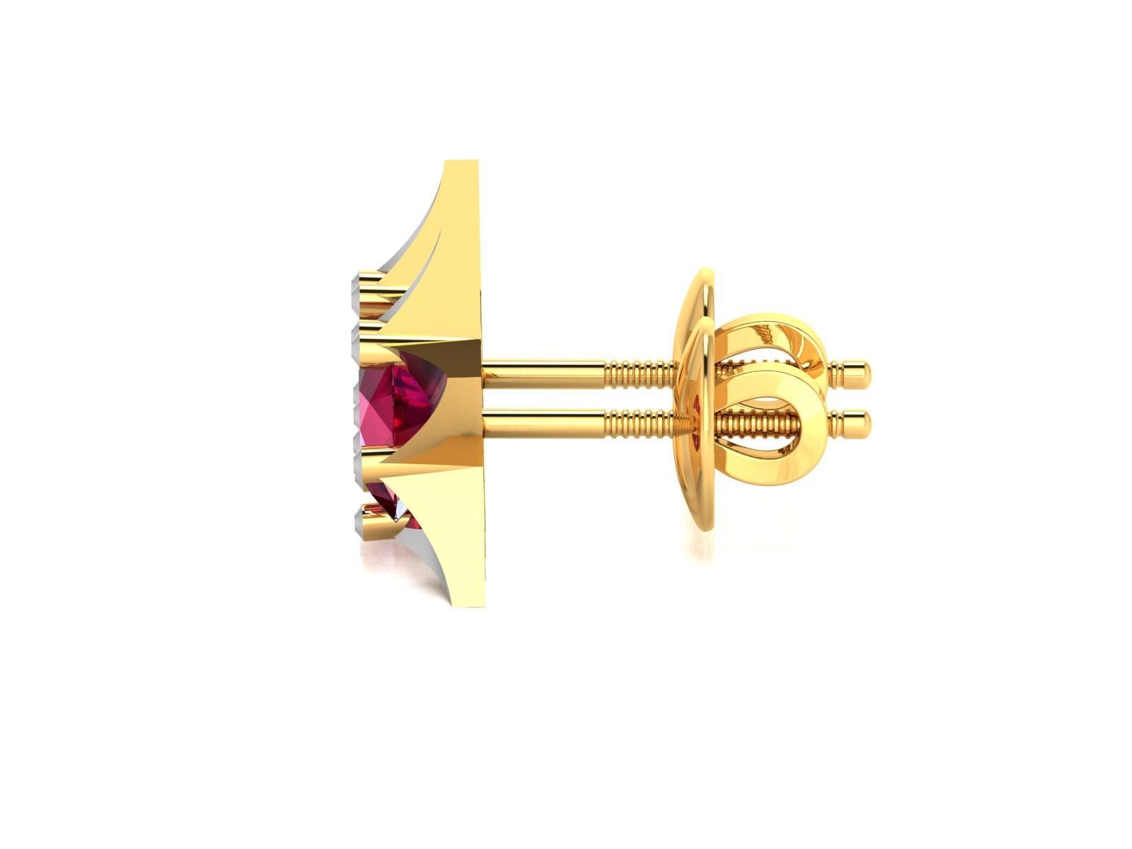 Earrings-7719 ruby stone stud earring gold 3D print model_7