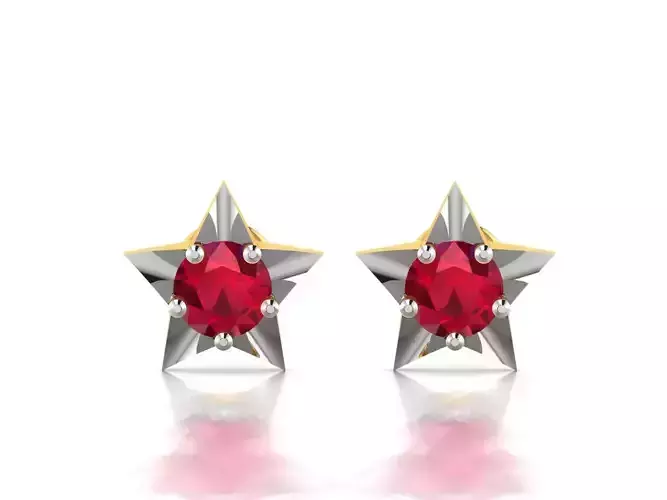 Earrings-7719 ruby stone stud earring gold 3D print model