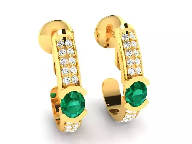 Earrings-585 gold ring with ruby stone and diamonds