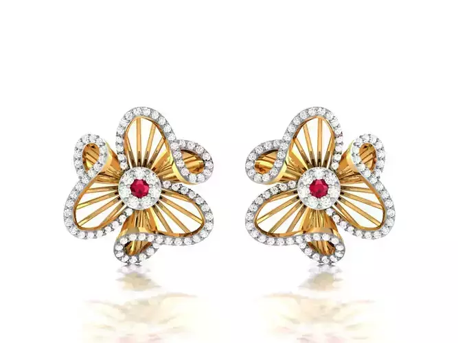 Earrings-28 diamond butterfly earring gold