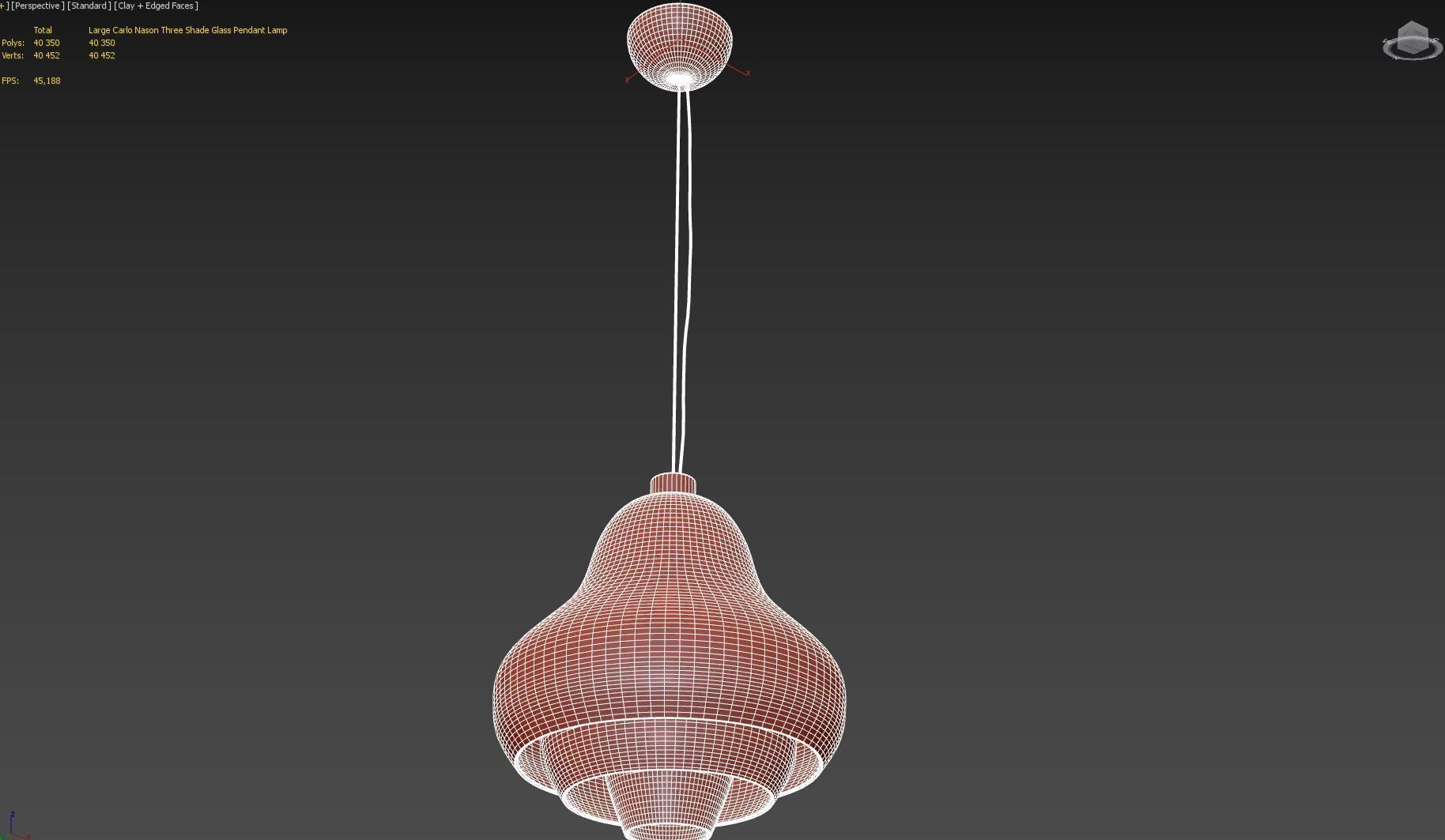 Large Carlo Nason Three Shade Glass Pendant Lamp 3D model_15