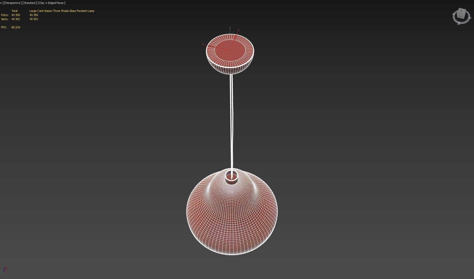 Large Carlo Nason Three Shade Glass Pendant Lamp 3D model_16