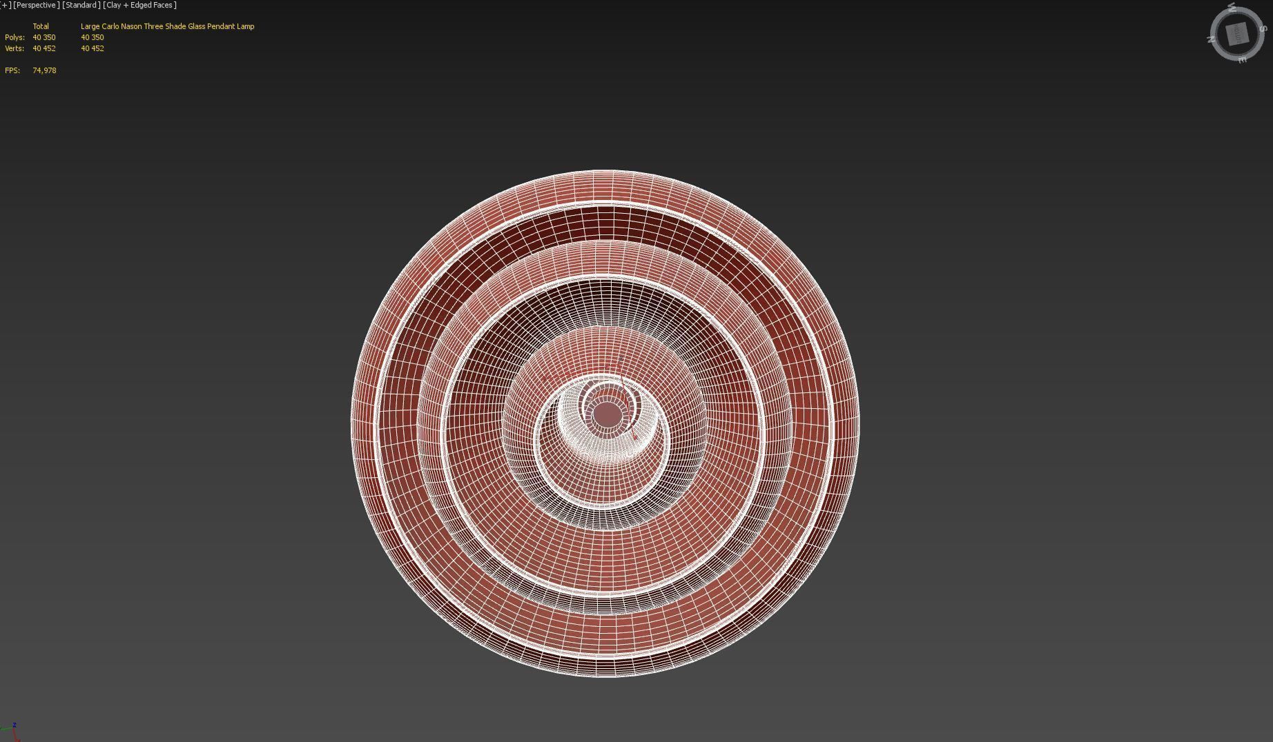 Large Carlo Nason Three Shade Glass Pendant Lamp 3D model_17