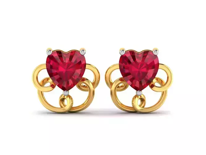Earrings-260 heart shaped ruby stud earrings gold